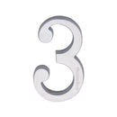 Heritage Brass Numeral 3 Concealed Fix 76mm (3") Satin Chrome finish - C1564 3-SC - Choice Handles