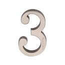 Heritage Brass Numeral 3 Concealed Fix 76mm (3") Satin Nickel finish - C1564 3-SN - Choice Handles