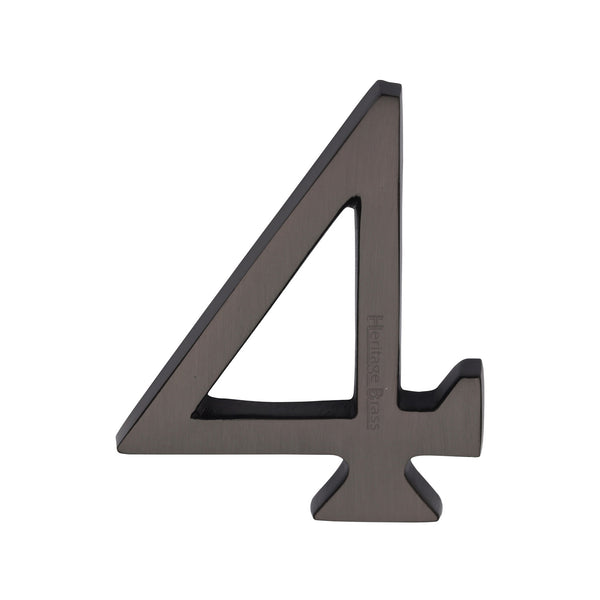 Heritage Brass Numeral 4 Concealed Fix 76mm (3") Matt Bronze finish - C1564 4-MB - Choice Handles