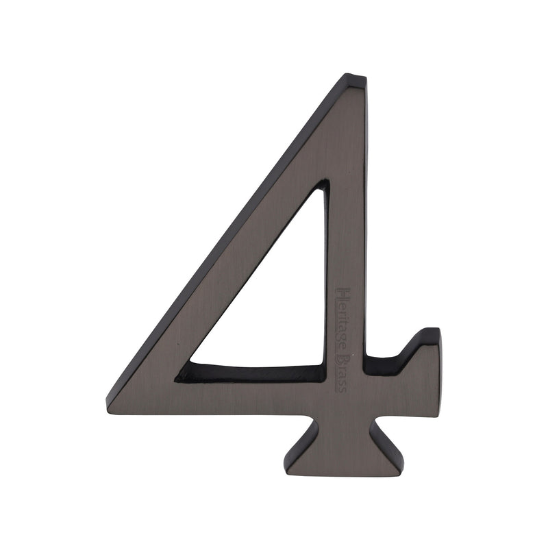 Heritage Brass Numeral 4 Concealed Fix 76mm (3") Matt Bronze finish - C1564 4-MB - Choice Handles