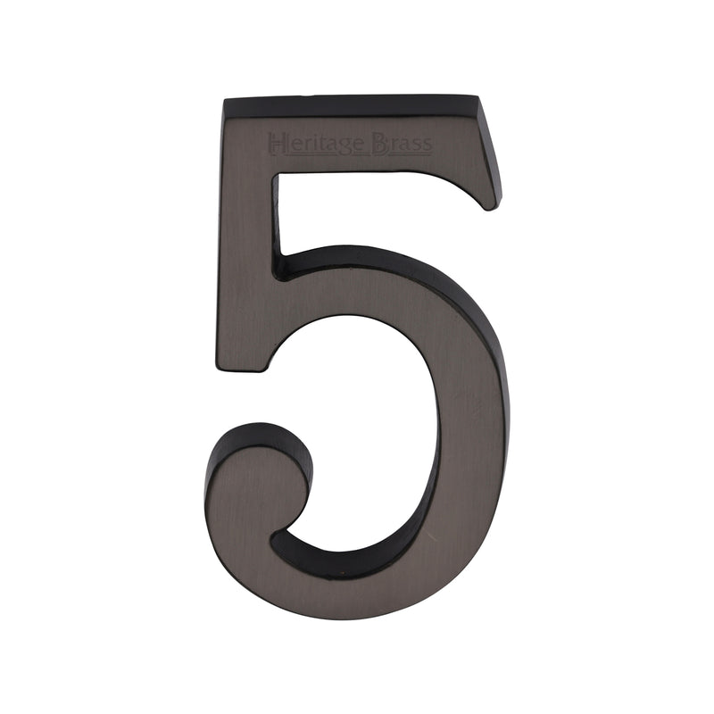 Heritage Brass Numeral 5 Concealed Fix 76mm (3") Matt Bronze finish - C1564 5-MB - Choice Handles