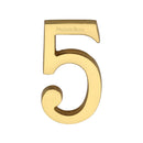 Heritage Brass Numeral 5 Concealed Fix 76mm (3") Polished Brass finish - C1564 5-PB - Choice Handles