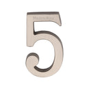 Heritage Brass Numeral 5 Concealed Fix 76mm (3") Satin Nickel finish - C1564 5-SN - Choice Handles