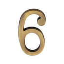 Heritage Brass Numeral 6 Concealed Fix 76mm (3") Antique Brass finish - C1564 6-AT - Choice Handles