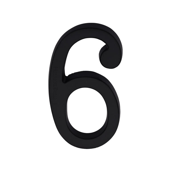 Heritage Brass Numeral 6 Concealed Fix 76mm (3") Matt Black - C1564 6-BKMT - Choice Handles