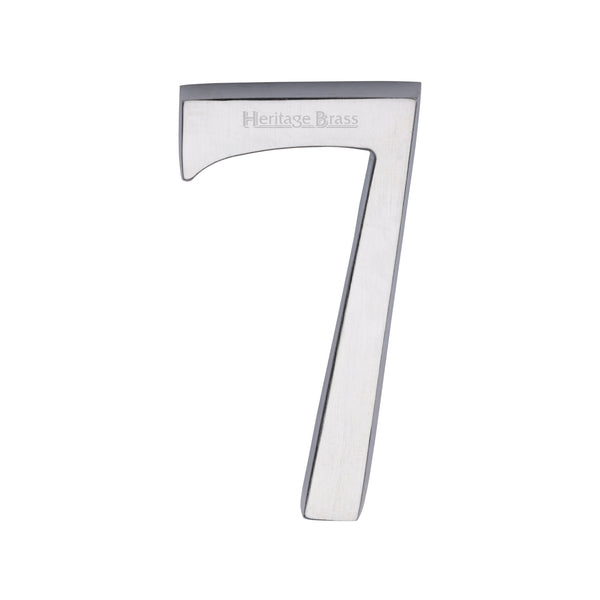 Heritage Brass Numeral 7 Concealed Fix 76mm (3") Satin Chrome finish - C1564 7-SC - Choice Handles