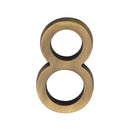 Heritage Brass Numeral 8 Concealed Fix 76mm (3") Antique Brass finish Brass finish - C1564 8-AT - Choice Handles