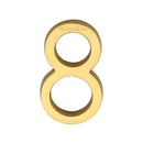 Heritage Brass Numeral 8 Concealed Fix 76mm (3") Unlacquered Brass finish - C1564 8-ULB - Choice Handles