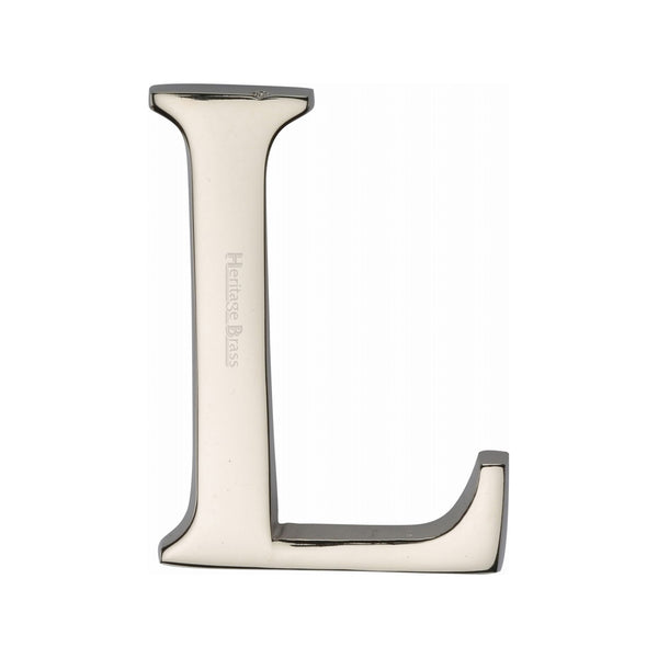 Heritage Brass Alphabet L Pin Fix 51mm (2") Polished Nickel Finish - C1565 2 L-PNF - Choice Handles