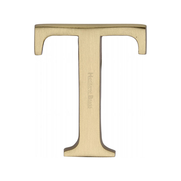 Heritage Brass Alphabet T Pin Fix 51mm (2") Satin Brass Finish - C1565 2 T-SB - Choice Handles