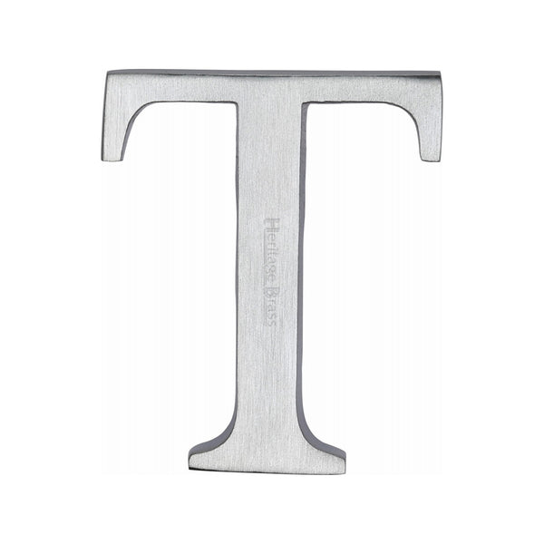 Heritage Brass Alphabet T Rear Fix 51mm (2") Satin Chrome finish - C1565 2 T-SC - Choice Handles