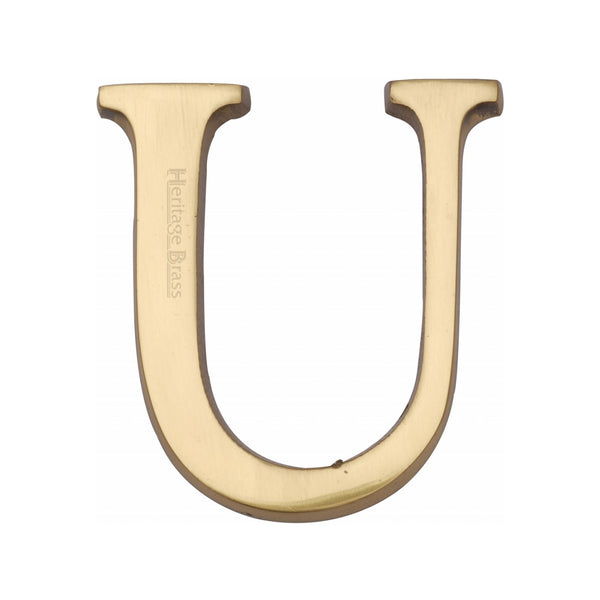Heritage Brass Alphabet U Rear Fix 51mm (2") Polished Brass finish - C1565 2 U-PB - Choice Handles