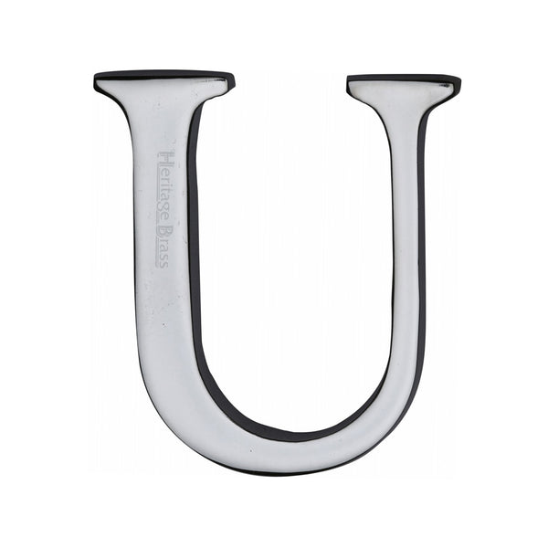 Heritage Brass Alphabet U Rear Fix 51mm (2") Polished Chrome finish - C1565 2 U-PC - Choice Handles
