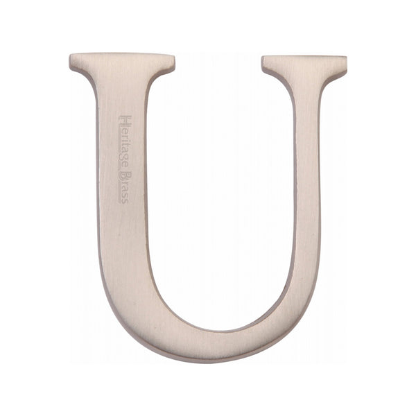 Heritage Brass Alphabet U Rear Fix 51mm (2") Satin Nickel finish - C1565 2 U-SN - Choice Handles