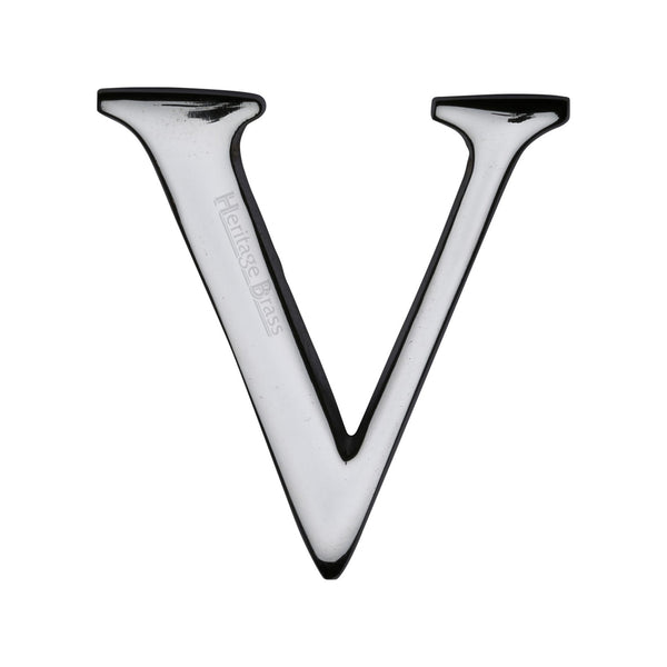 Heritage Brass Alphabet V Rear Fix 51mm (2") Polished Chrome finish - C1565 2 V-PC - Choice Handles