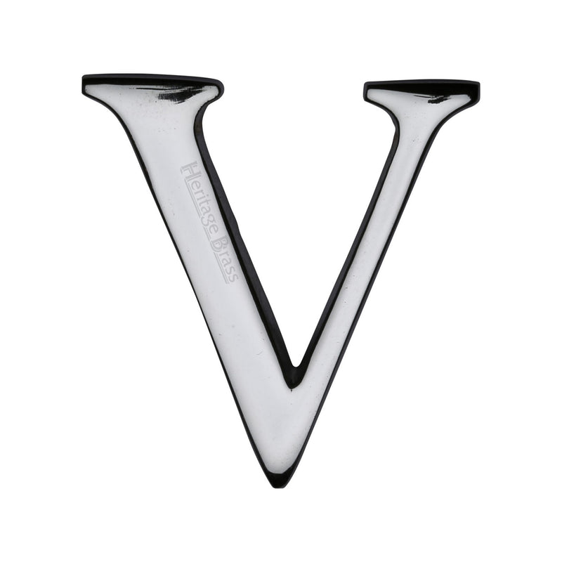 Heritage Brass Alphabet V Rear Fix 51mm (2") Polished Chrome finish - C1565 2 V-PC - Choice Handles