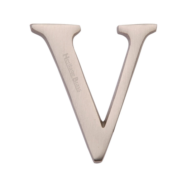 Heritage Brass Alphabet V Rear Fix 51mm (2") Satin Nickel finish - C1565 2 V-SN - Choice Handles