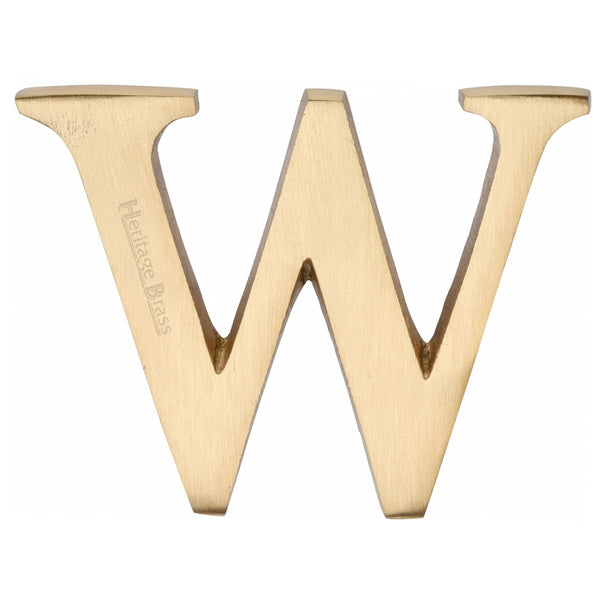 Heritage Brass Alphabet W Pin Fix 51mm (2") Satin Brass Finish - C1565 2 W-SB - Choice Handles