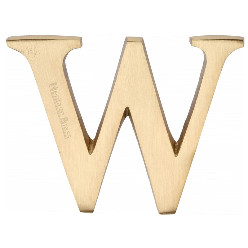 Heritage Brass Alphabet W Pin Fix 51mm (2") Satin Brass Finish - C1565 2 W-SB - Choice Handles