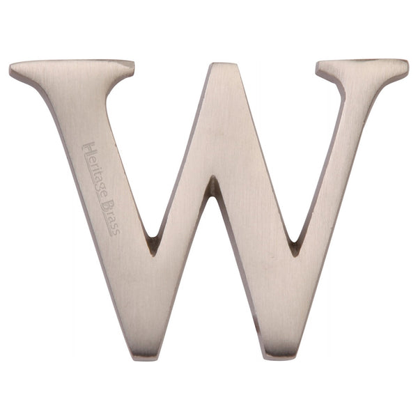 Heritage Brass Alphabet W Rear Fix 51mm (2") Satin Nickel finish - C1565 2 W-SN - Choice Handles