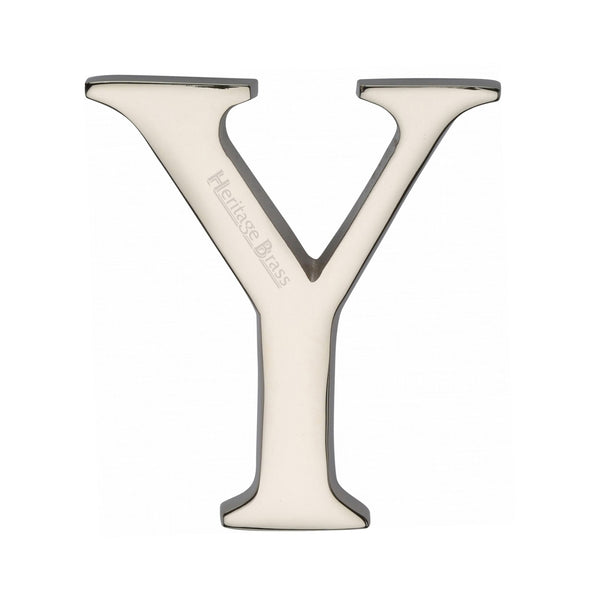 Heritage Brass Alphabet Y Pin Fix 51mm (2") Polished Nickel Finish - C1565 2 Y-PNF - Choice Handles