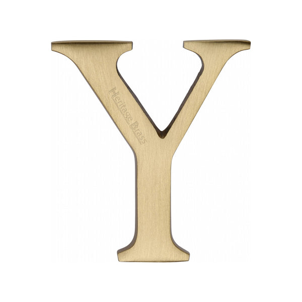Heritage Brass Alphabet Y Pin Fix 51mm (2") Satin Brass Finish - C1565 2 Y-SB - Choice Handles
