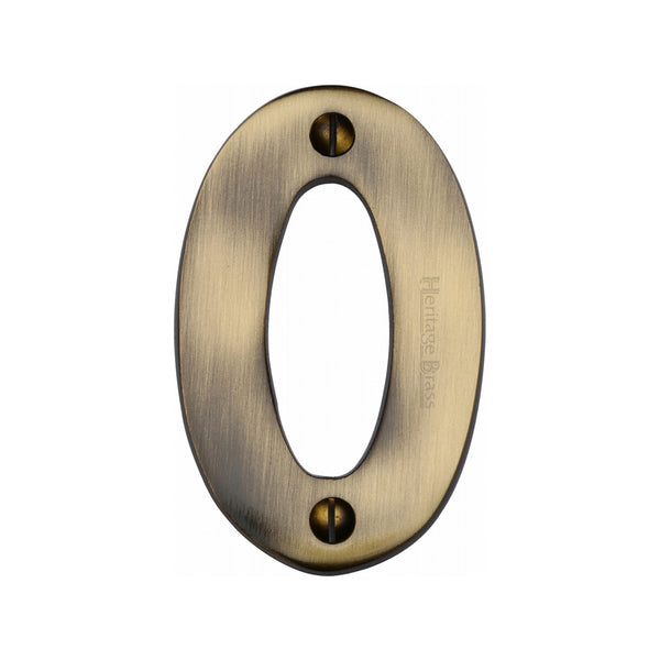 Heritage Brass Numeral 0 Face Fix 76mm (3) Antique finish
 - C1566 0-AT - Choice Handles