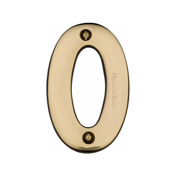 Heritage Brass Numeral 0 Face Fix 76mm (3) Polished Brass finish
 - C1566 0-PB - Choice Handles