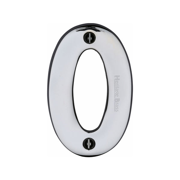 Heritage Brass Numeral 0 Face Fix 76mm (3") Polished Chrome finish - C1566 0-PC - Choice Handles