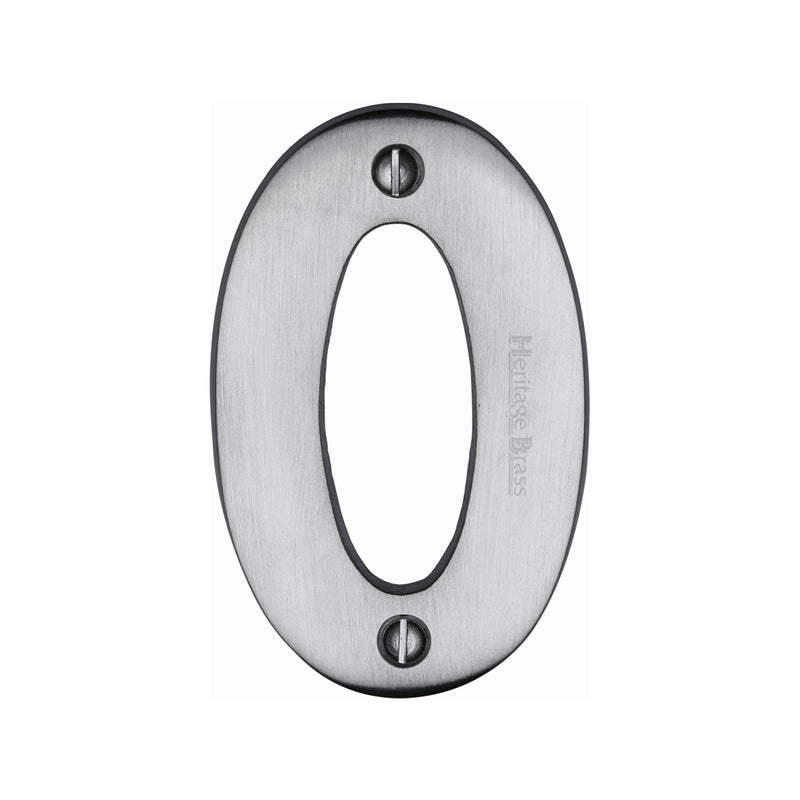 Heritage Brass Numeral 0 Face Fix 76mm (3") Satin Chrome finish - C1566 0-SC - Choice Handles