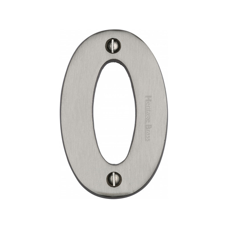 Heritage Brass Numeral 0 Face Fix 76mm (3) Satin Nickel finish
 - C1566 0-SN - Choice Handles
