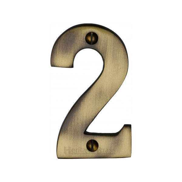 Heritage Brass Numeral 2 Face Fix 76mm (3) Antique finish
 - C1566 2-AT - Choice Handles