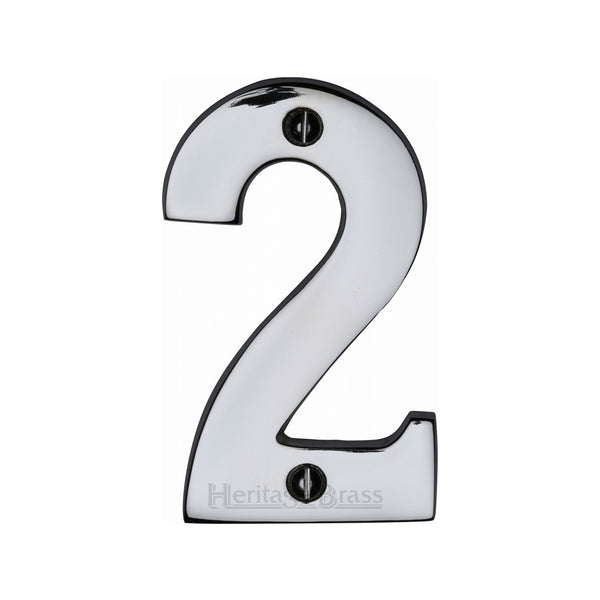 Heritage Brass Numeral 2 Face Fix 76mm (3") Polished Chrome finish - C1566 2-PC - Choice Handles