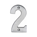 Heritage Brass Numeral 2 Face Fix 76mm (3") Satin Chrome finish - C1566 2-SC - Choice Handles