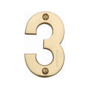 Heritage Brass Numeral 3 Face Fix 76mm (3) Polished Brass finish
 - C1566 3-PB - Choice Handles