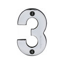 Heritage Brass Numeral 3 Face Fix 76mm (3") Polished Chrome finish - C1566 3-PC - Choice Handles