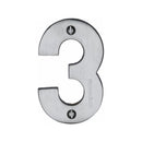 Heritage Brass Numeral 3 Face Fix 76mm (3") Satin Chrome finish - C1566 3-SC - Choice Handles
