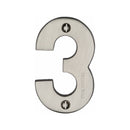 Heritage Brass Numeral 3 Face Fix 76mm (3) Satin Nickel finish
 - C1566 3-SN - Choice Handles