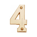 Heritage Brass Numeral 4 Face Fix 76mm (3") Polished Brass finish - C1566 4-PB - Choice Handles