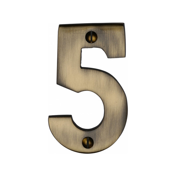 Heritage Brass Numeral 5 Face Fix 76mm (3) Antique finish
 - C1566 5-AT - Choice Handles