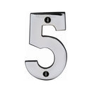 Heritage Brass Numeral 5 Face Fix 76mm (3") Polished Chrome finish - C1566 5-PC - Choice Handles