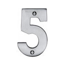 Heritage Brass Numeral 5 Face Fix 76mm (3") Satin Chrome finish - C1566 5-SC - Choice Handles