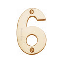 Heritage Brass Numeral 6 Face Fix 76mm (3) Polished Brass finish
 - C1566 6-PB - Choice Handles