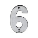 Heritage Brass Numeral 6 Face Fix 76mm (3") Satin Chrome finish - C1566 6-SC - Choice Handles