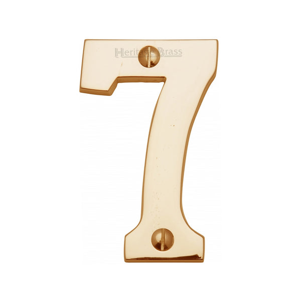 Heritage Brass Numeral 7 Face Fix 76mm (3") Polished Brass finish - C1566 7-PB - Choice Handles