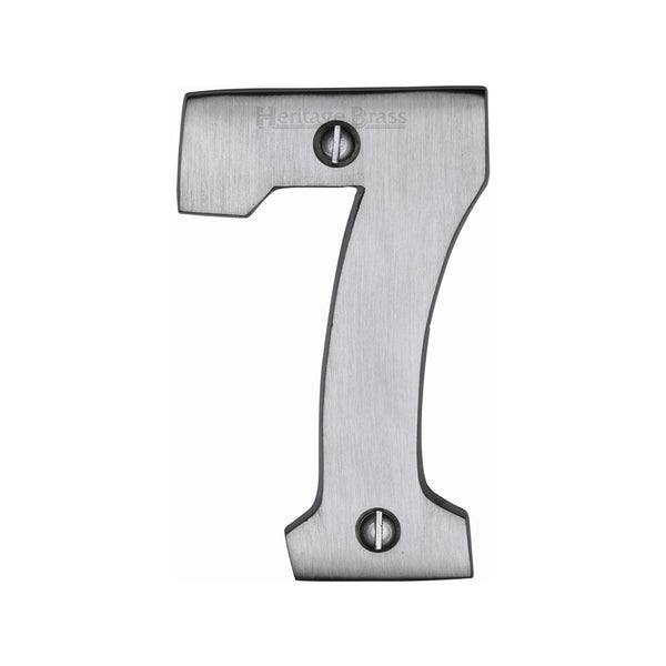 Heritage Brass Numeral 7 Face Fix 76mm (3") Satin Chrome finish - C1566 7-SC - Choice Handles