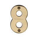 Heritage Brass Numeral 8 Face Fix 76mm (3") Polished Brass finish - C1566 8-PB - Choice Handles