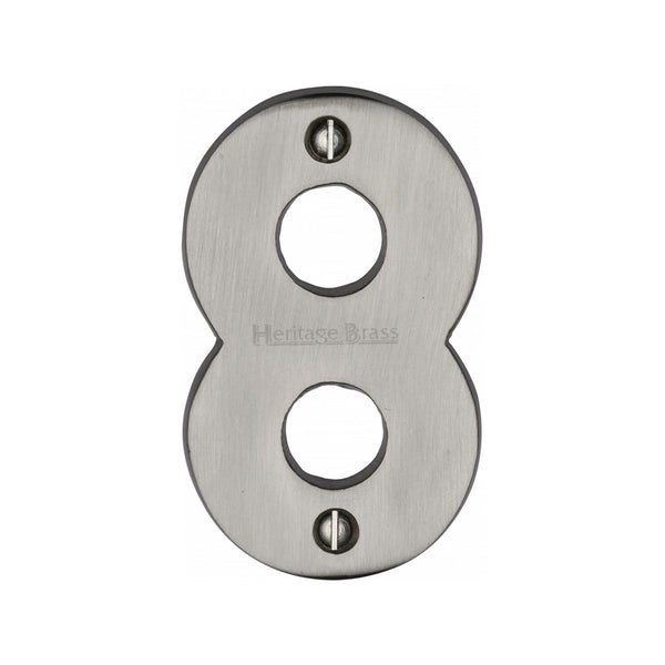 Heritage Brass Numeral 8 Face Fix 76mm (3) Satin Nickel finish
 - C1566 8-SN - Choice Handles
