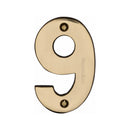 Heritage Brass Numeral 9 Face Fix 76mm (3") Polished Brass finish - C1566 9-PB - Choice Handles