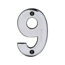 Heritage Brass Numeral 9 Face Fix 76mm (3") Polished Chrome finish - C1566 9-PC - Choice Handles